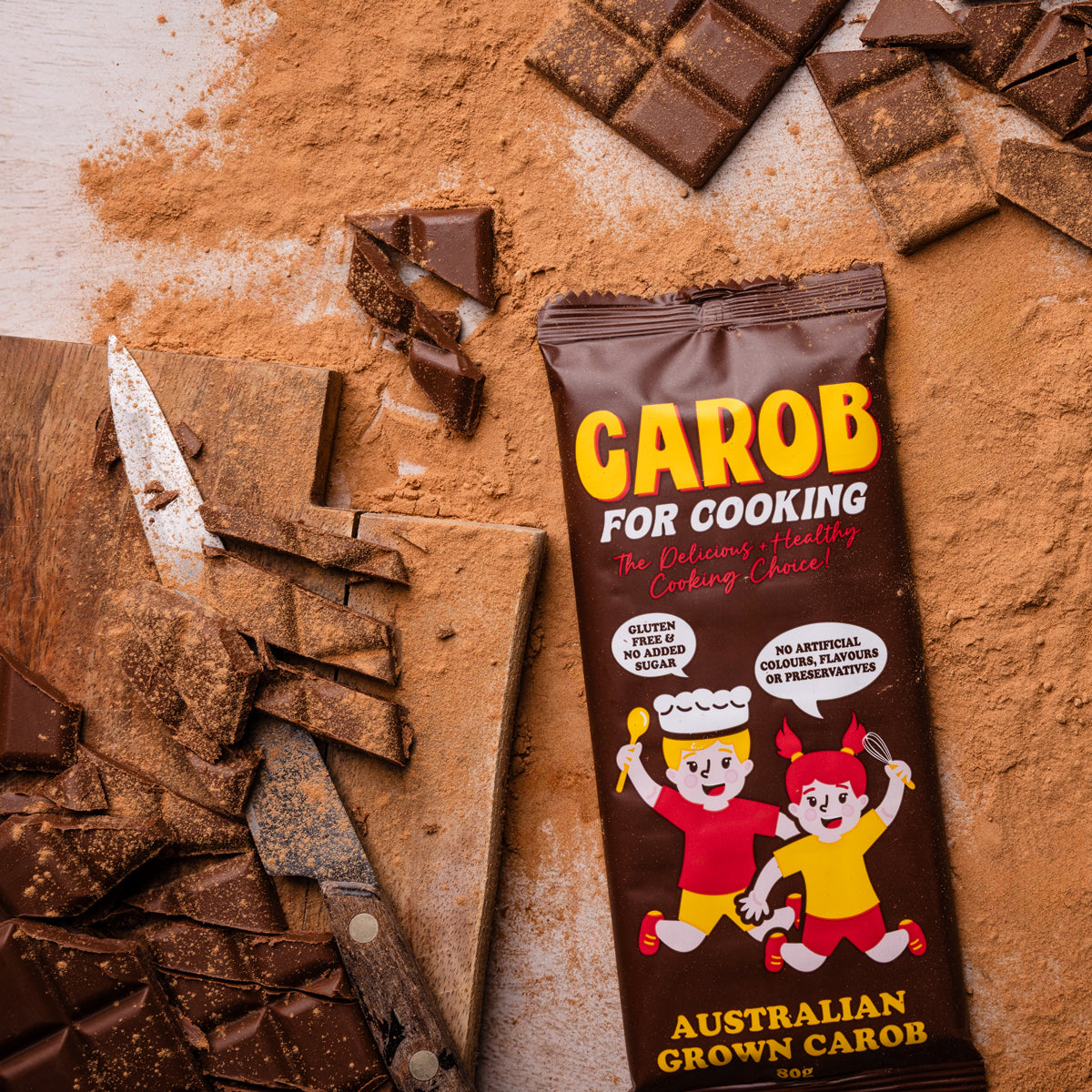Organic, Australian grown carob being used for cooking and baking in delicious and healthy recipes