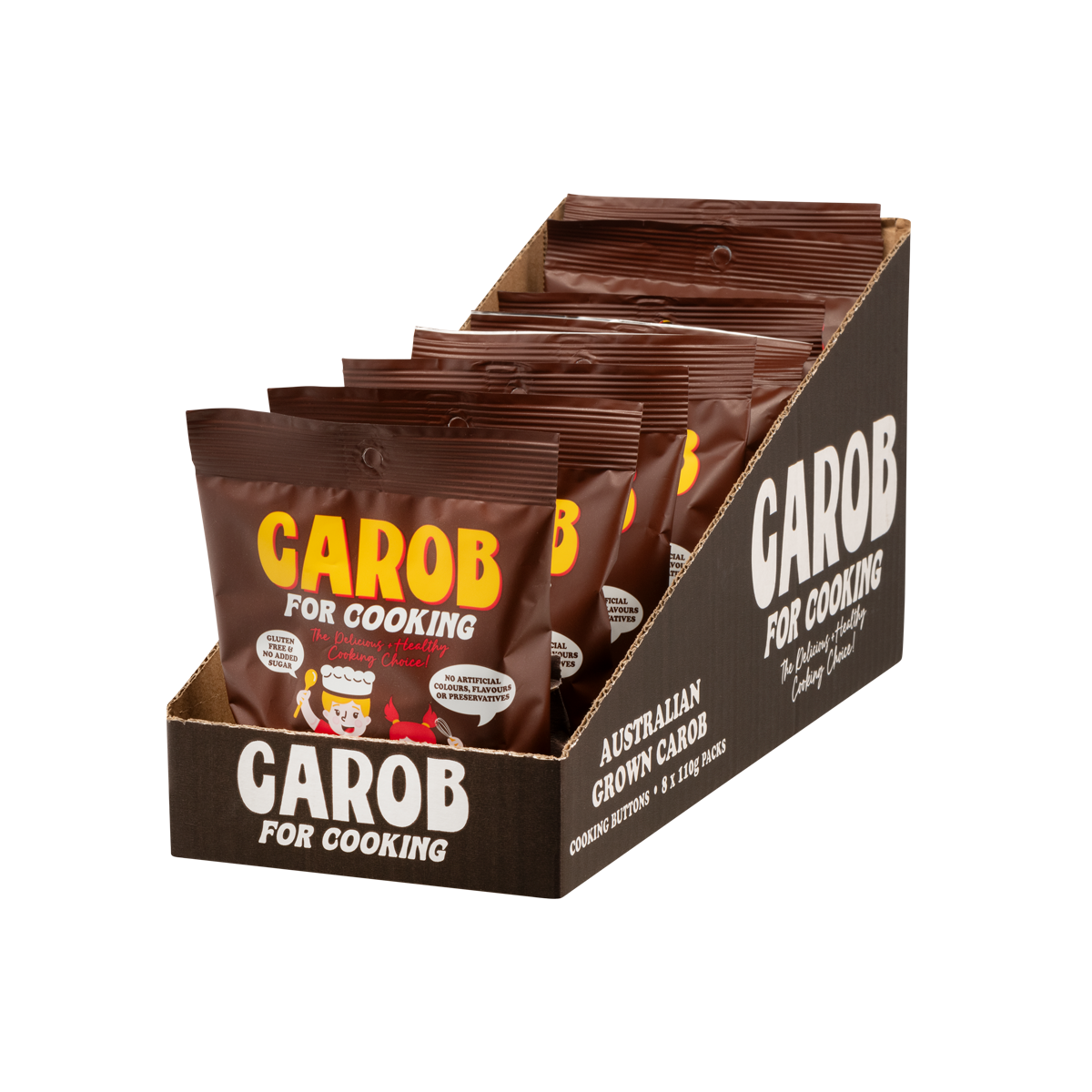 Carob Cooking Buttons 8x110g | No added sugar, gluten free, healthy chocolate alternative
